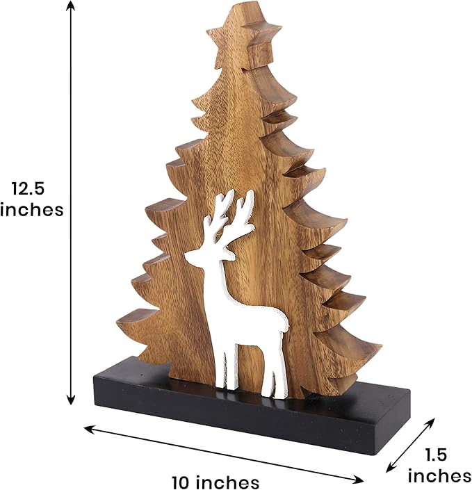 Decozen Living Room Decor: Handcrafted Christmas Tree Centerpiece - Christmas, Bedroom, Indoor Coffee Table, House, Dining Room, Farmhouse & Kitchen Decor, Housewarming Gifts - Solid Wood