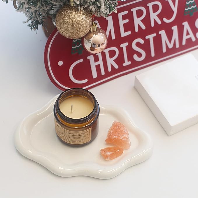 Ceramic Jewelry Tray Trinket Dish, Decorative Cloud Vanity Key Tray for Women, Ring Holder Dish, Cute Jewelry Plate Bowl Room Decor Aesthetic, White, Medium