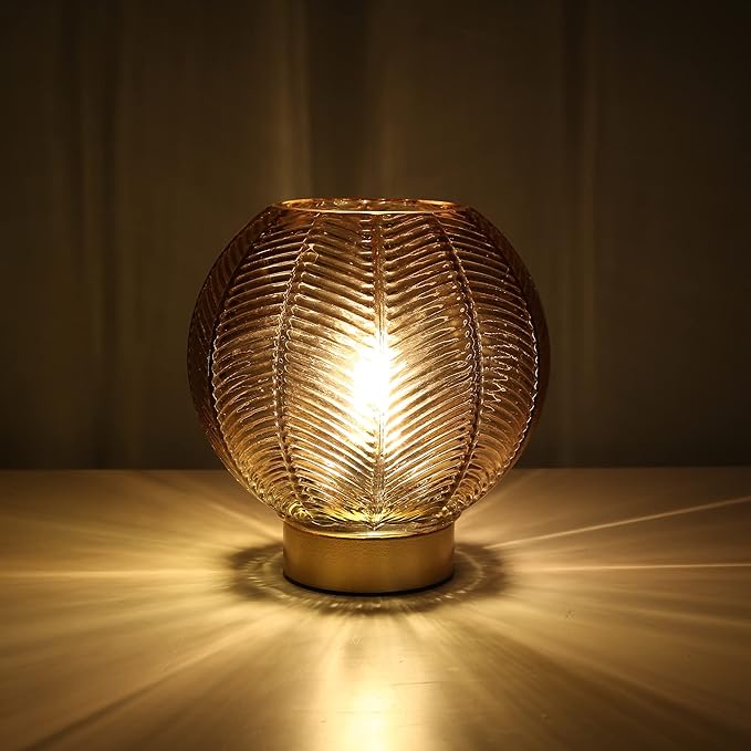 Battery Operated Lamp with Timer, Cordless Table Lamps with Bulb, Battery Powered Light, Small Lamps for Living Room Decorative Bedside for Corner Bedroom-Amber