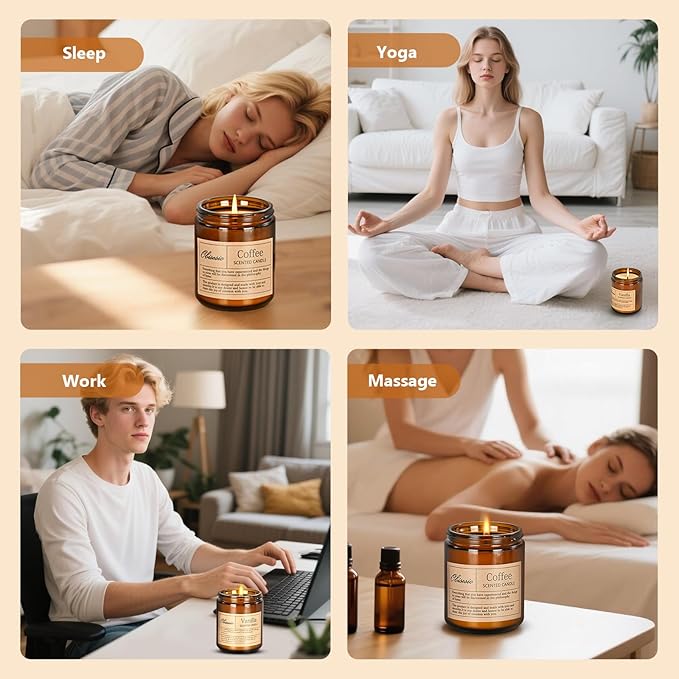 Scented Coffee Candle, Candles for Home Scented, Candles Clearance for Women, Aromatherapy Jar Candles Gift for Home(Amber Jar, Coffee)