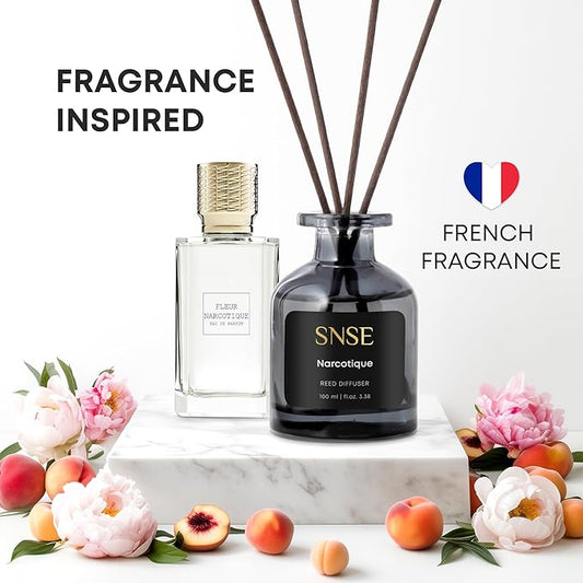 SNSE Narcotique Reed Diffuser Set - Premium Reed Diffusers for Home with Diffuser Reeds, Luxurious Gift Aroma, Sophisticated Scent, Ideal for Relaxation, Elegant Home Fragrance