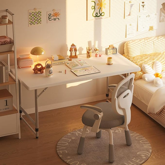 4FT(24" x 48") Folding Table, Indoor Outdoor Heavy Duty Table with Carrying Handle,Placstic Fold up Table for Picnic, Party, Camping,Office - White (4FT)