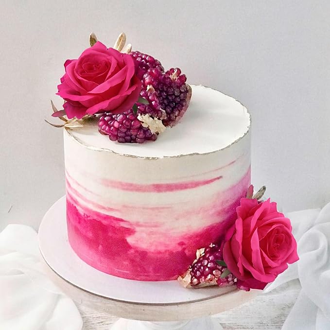 Felice Arts 12 Pack Hot Pink Roses Artificial Flowers with Stems Silk Fuschia Rose Bouquet for Wedding Bridal Bouquet Vase Table Centerpiece DIY Cake Valentines Decoration Decor