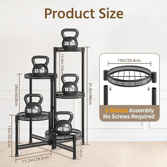 LASZOLA 5 Tiered Folding Tall Plant Stand for Indoor Outdoor Corner, Larger Heavy Duty Metal Adjustable Multiple Rack with 10 Inch Wide Hollow Tray, Flower Planter Holder for Modern House Patio, Black
