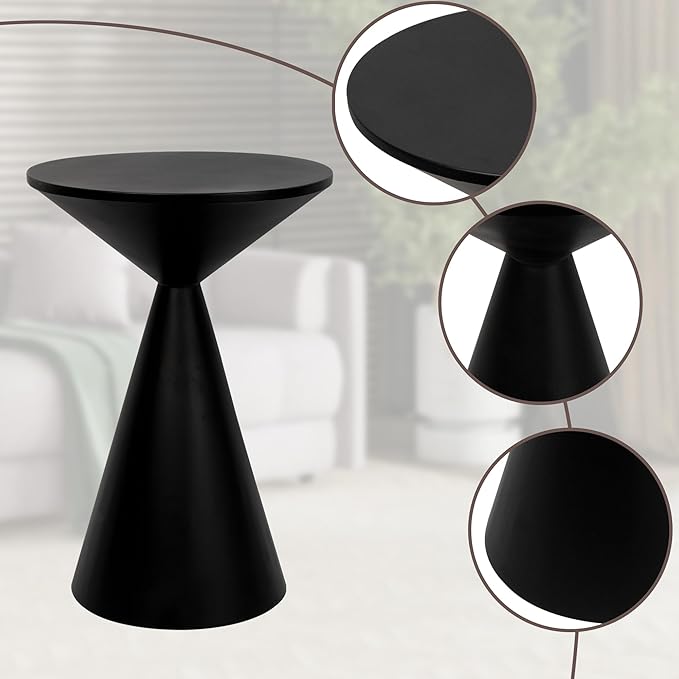 Small Drink Table, Round Martini Table, Drum End Table Side Table, Metal Accent Table,for Small Space Living Room, Bedroom, Black