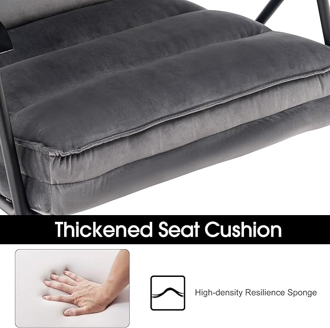 MCombo Modern Accent Chair, Velvet Club Chair, Upholstered Armchair for Small Space, Living Room & Office Reception, Fabric 4747 4750 (Chair, Dark Grey)