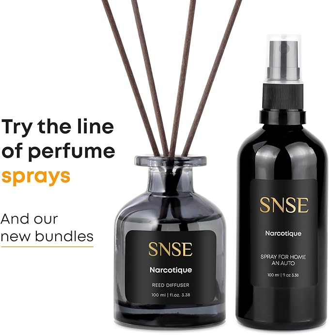 SNSE Narcotique Reed Diffuser Set - Premium Reed Diffusers for Home with Diffuser Reeds, Luxurious Gift Aroma, Sophisticated Scent, Ideal for Relaxation, Elegant Home Fragrance
