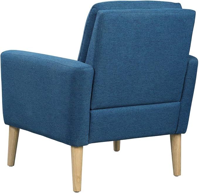 Lohoms Modern Accent Chair for Living Room, Comfy Upholstered Reading Leisure Chair for Bedroom, Mid-Century Armchair Linen Fabric Single Sofa Chair for Apartment, Waiting Room, Navy Blue