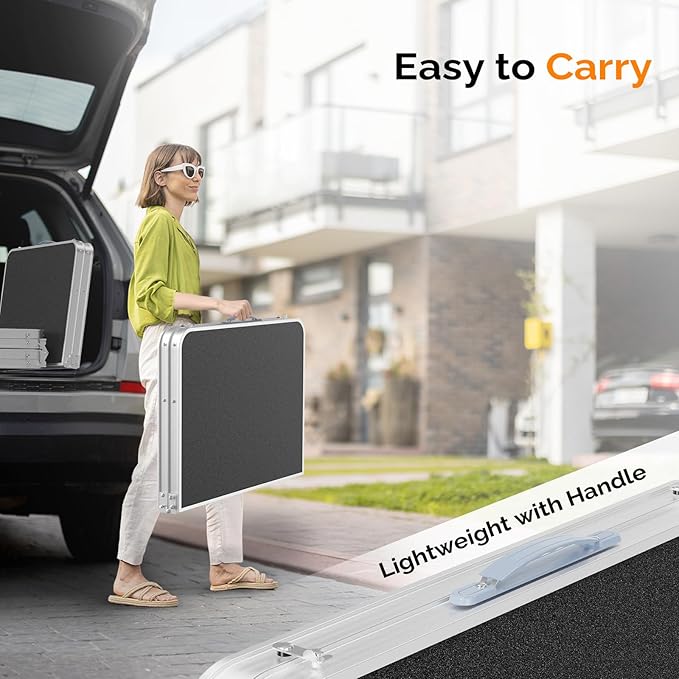 VINGLI 3FT Small Camping Table Adjustable Height Aluminum Folding Table for Picnic Party BBQ, Plastic RV Suitcase Table Portable Lightweight Fold Up Utility Outdoor Tables with Carrying Handle …