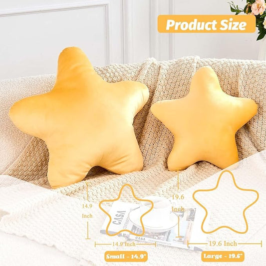 Yellow Star Throw Pillow, Soft 14.9" Star Shaped Decorative Throw Pillow for Bedroom, Living Room, Patio