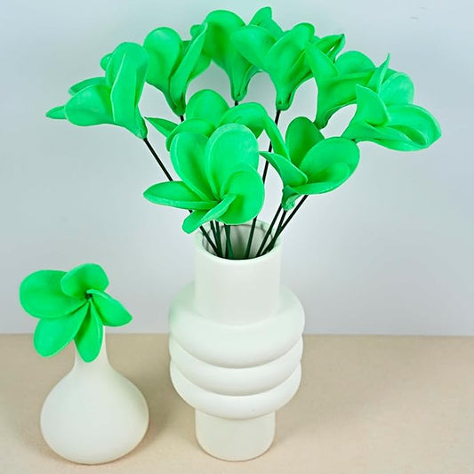 Birthday Gifts for Women 10pcs Christmas Green Flowers PU Real Touch Flowers Hawaiian Plumeria Frangipani Artificial Flowers for DIY Birthday Gifts Wedding Gifts Home Decor Table Centerpiece