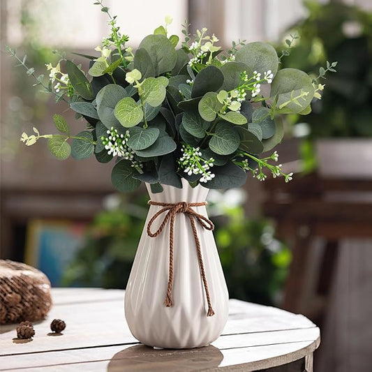 100 Pcs 4 Kinds Mixed Eucalyptus Stems Bulk, Artificial Silver Dollar Eucalyptus Leaves Bundle Faux Greenery Branches for Wedding Centerpiece Vase Bouquet Floral Arrangement Home Decor