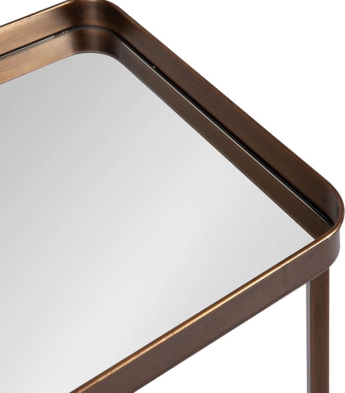 Kate and Laurel Celia Modern Mirrored Tray Side Table, 18 x 12 x 26, Dark Bronze, Foldable Rectangular End Table for Storage and Display