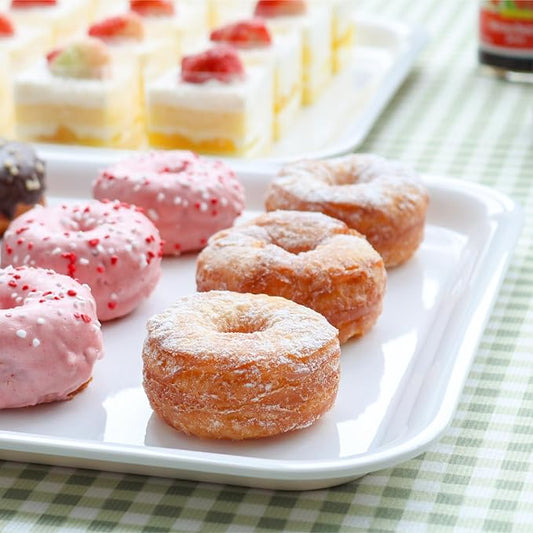 17 x 12 inches Melamine Serving Tray, Dinner Plate Tray, Serving Platter for Appetizers, Breakfast, Drinks, Barbecues and Parties, White, Set of 2