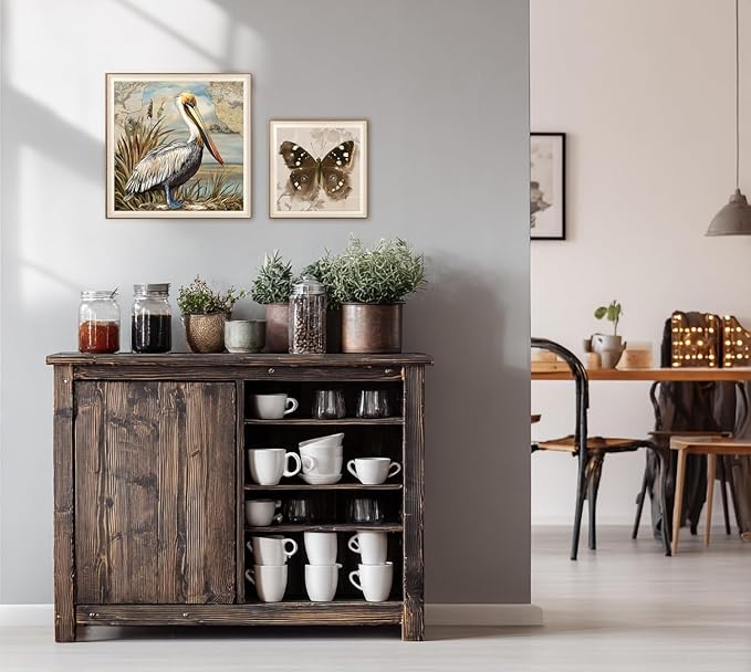 YUEYARIT Framed wall art, vintage wall decor, modern farmhouse style butterfly decor, canvas printed pictures, suitable for gifts, cottagecore bedroom, bathroom, living room, and office artwork 12x12