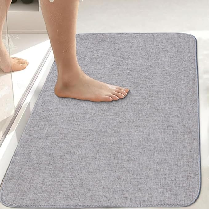 Indoor Door Mat Entrance, 1/10 in Ultra Thin Door Mat for Inside Entry, Super Non-Slip, Washable Doormat, Fade Resistant, Low Profile Dirt Trapper Outdoor for Bathroom and Kitchen, 47''X24'', Grey
