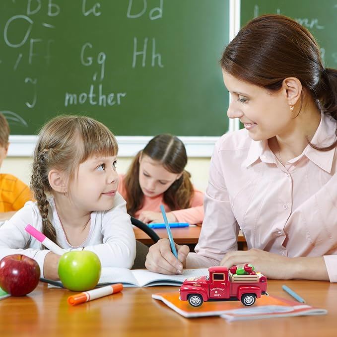 Apple Decor Farmhouse Vintage Red Truck with Fake Apples and Wooden Crate Fall Thanksgiving Table Decorations Mini Apples for Crafts Fall Tiered Tray Decor for Home Kitchen Apple Theme New Year Gifts