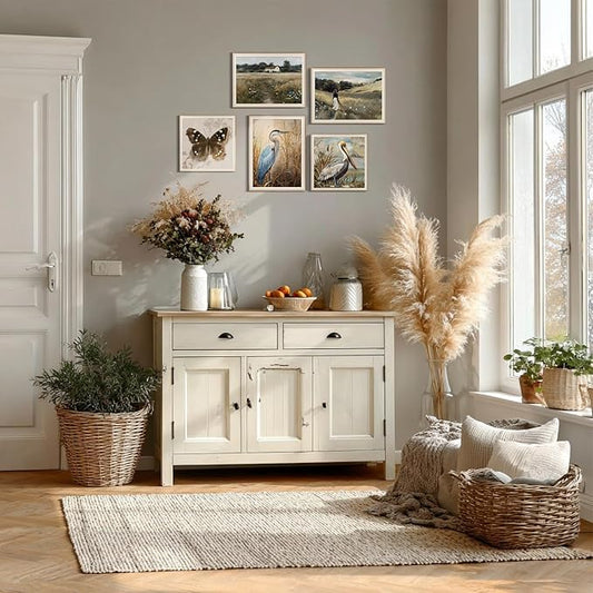 YUEYARIT Framed wall art, vintage wall decor, pelican decor, canvas printed pictures, suitable for gifts, cottagecore bedroom, bathroom, living room, and office artwork.20X20Inch