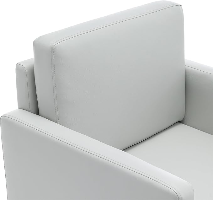 MINCETA Accent Chair,Modern Upholstered Armchair with Back and Arms,Reading Accent Chairs for Living Room,Set of 2,PU Leather in Light Gray