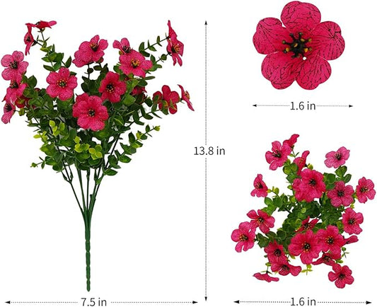 12 Bundles Artificial Flowers for Outdoor Indoor Fake Flowers uv Resistant Artificial Outdoor Flowers Fake Plants for Porch Garden Home Patio Decor (Rose Red)