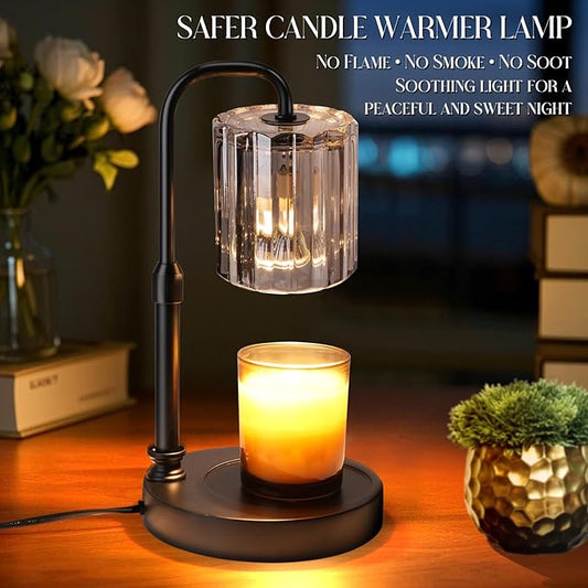 Candle Warmer Lamp with Timer Dimmer, Adjustable Height Candle Wax Warmer Warming Lamp with 2x50W Bulbs for Scented Candles for Housewarming Bedroom Home Decor Mom Women