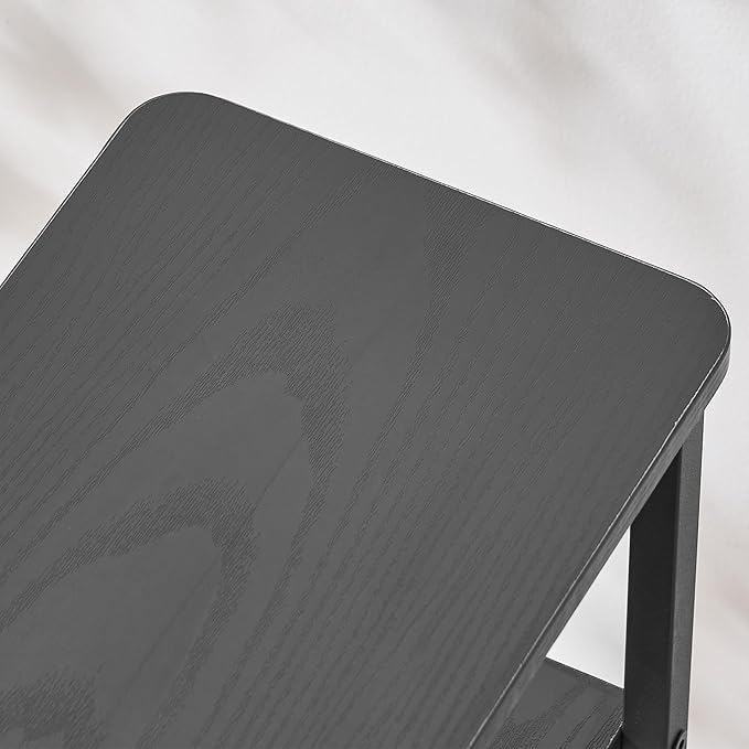 End Table, Narrow Side Table with 3 Fabric Drawers, Slim Nightstand, Small Bedside Table with Storage, Living Room, Bedroom, Black HKET1300BK