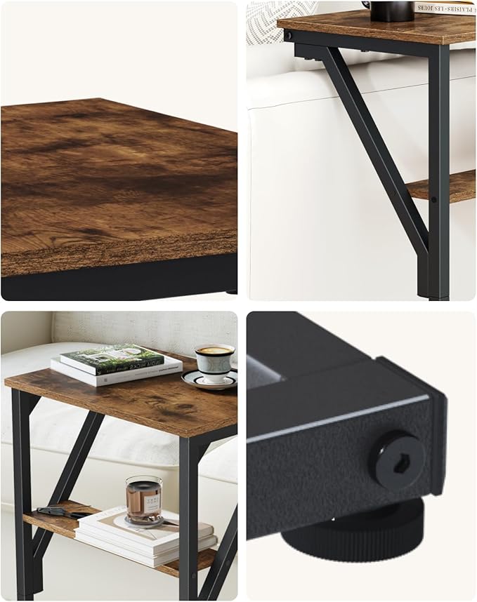 C-Shaped End Tables, TV Trays Set of 2, Small Side Table for Couch, Sofa Table for Living Room, Bedroom, Bedside ET-D-BRW2