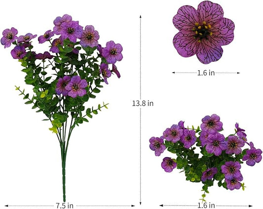 12 Bundles Artificial Flowers for Outdoor Indoor Fake Flowers UV Resistant Artificial Outdoor Flowers Fake Plants Beautiful Faux Flower for Porch Garden Home Patio Decor Home Wedding (Purple)