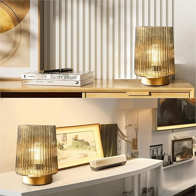 Battery Operated Lamp with Remote Control, Cordless Table Lamps for Home Decor, Portable Dimmable Brightness Small Lamp with Timer for Room Decorative Corner Bedroom (Golden Amber)