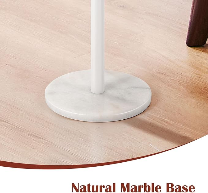 smusei 2 Pack Small Round Side Table Drink Table with Marble Base Pedestal Table for Small Spaces Round End Table with Anti-Fall Guard for Living Room Bedroom Home Decor, White