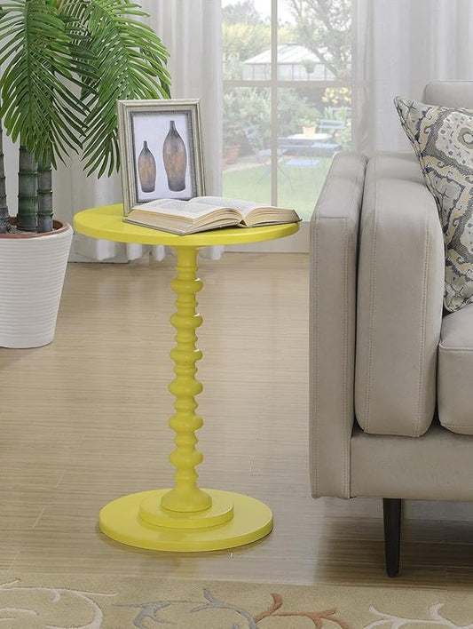 Convenience Concepts Palm Beach Spindle Table 17.75" - Traditional Round End Table for Living Room, Turned Solid Wood Side Table, Classic Display Pedestal Table, Yellow