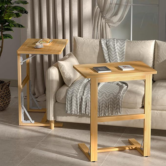 Tatub Folding TV Tray Table, 24" Foldable C Shaped end Table for Couch Laptop Living Room Bedroom Home Office