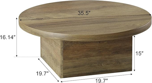 Farmhouse Coffee Table, 35.5" Modern Center Tables Wood Cocktail Table, Scratch-Resistant Accent Table with Sturdy Frame for Living Room, Home Office & Lounge