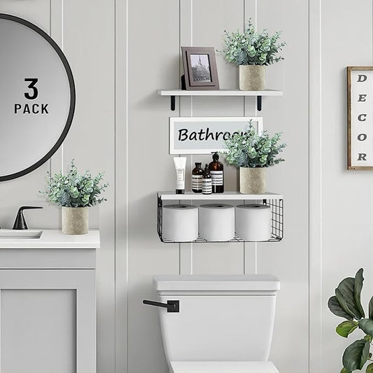 3 Pack Eucalyptus Fake Plants in Pot Artificial Plants Indoor Green Decor Small Faux Plants for Shelf Desk Home Bathroom Farmhouse Room Coffee Table Decor Greenery