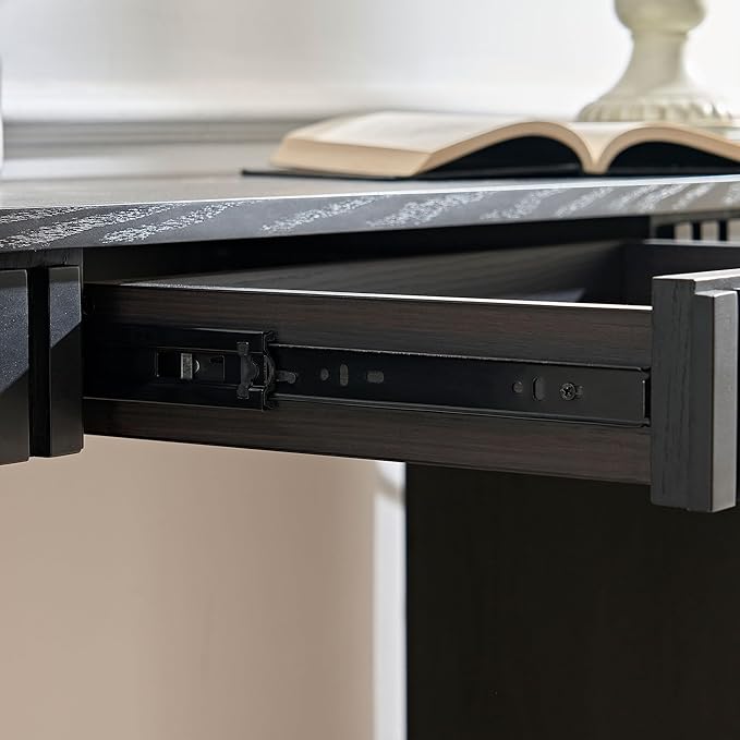 kevinplus 59.05'' Modern Console Table Sofa Table with Drawer Storage for Entryway Living Room, Sturdy Construction, Curved Style, Black