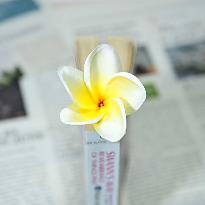 20pcs Gradient Yellow Red Flowers PU Real Touch Flowers Hawaiian Plumeria Tropical Artificial Flowers for DIY Floral Gifts Wedding Home Office Table Decor Farmhouse Table Centerpiece Decorations