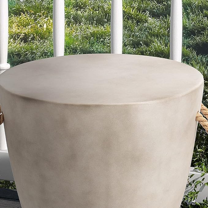SUNBURY Outdoor Side Table Set of 2, 2 Piece Concrete Side Table Outdoor End Table, 17" H Small Side Table End Table Grey Accent Table for Patio Garden Living Room