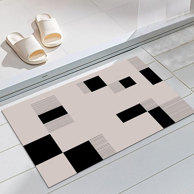 Ultra Thin Door Mat Indoor Entrance, 1/10 in Thin Door Mats for Inside Entry, Non-Slip Rubber Backing Washable Doormat, Fade Resistant, Absorbent, Low Profile Dirt Trapper, 30"X17"