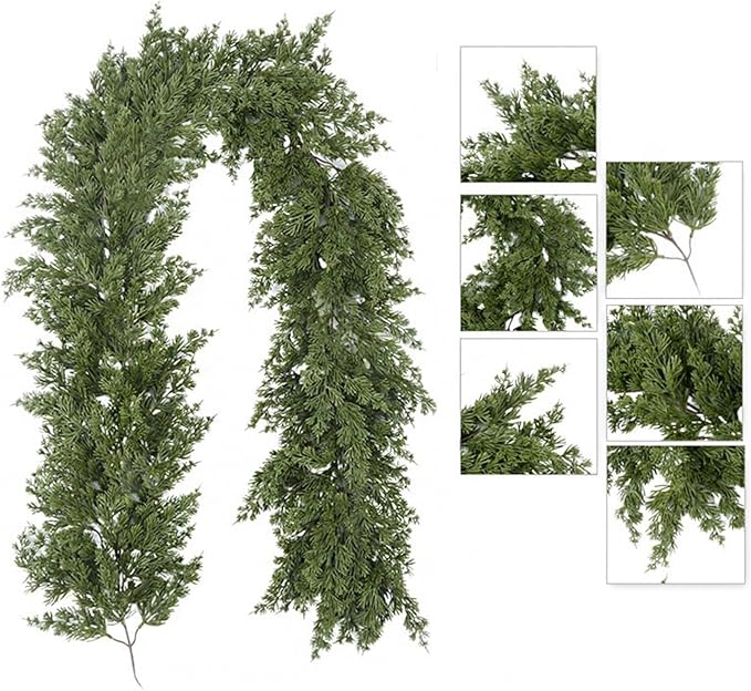 Norfolk Pine Wreath for Front Door, Real Touch Norfolk Pine Wreath Artificial Green Wreath Greenery Realistic Wreath Holiday Decoration for Home Decor(128forkedpineconerattan)