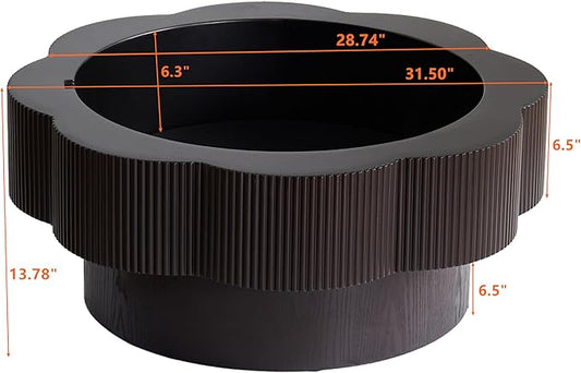 31.50" Modern Coffee Table with Storage, Round Wood Coffee Table Center Table for Living Room, Apartment, Office, Dark Brown