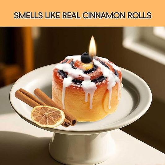 Cinnamon Roll Candle – Cinnamon Scented Fall Candle, Realistic Food Shaped Soy Wax for Home Decor, Holiday Gifts for Women & Men