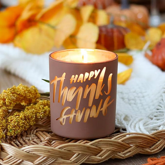 Apple Cinnamon Candle 11oz - Fall Scented Candle with Matte Jar & Laser-Etched Happy Thanksgiving Design, Long-Lasting 70-Hour Burn, Ideal for Autumn Thanksgiving Table Decor, and Holiday Gifts