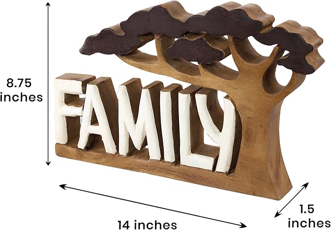 Decozen Gifts for Mom - Wooden Family Sculpture - Mother's Day Birthday Gifts, Home, Office, Living Room, Shelf, Fireplace, Farmhouse, Tabletop, Boho and Mantle Decor - Mothers Day Decorations