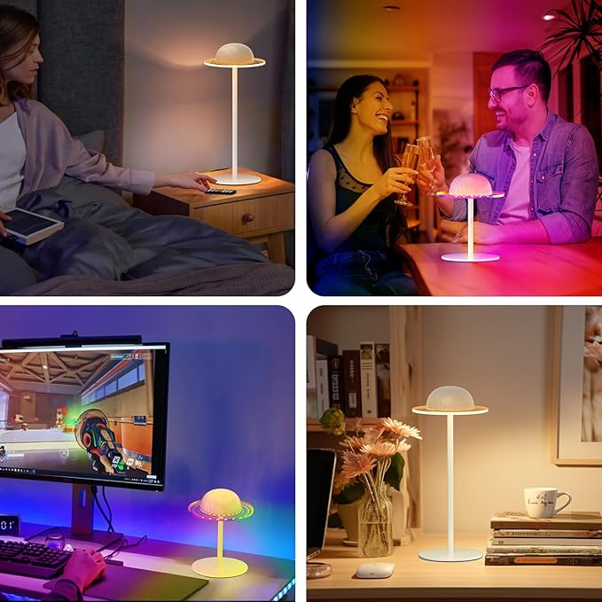 Nreonrick RGB Table Lamp,Wireless Bottle Lamp, Dimmable Color Changing Desk Lamp, Music Sync Bedside Lamp with Remote and Touch Control for Bedroom,Bar,Halloween Decor (1 Pack)