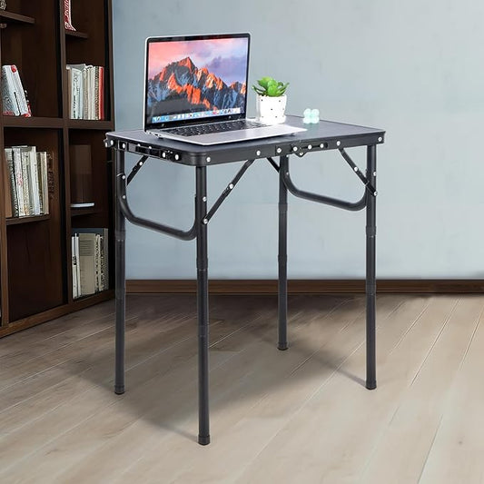 REDCAMP Small Camping Table 2ft, Portable Aluminum Folding Table Adjustable Height Lightweight for Picnic Beach Outdoor Indoor, Gray