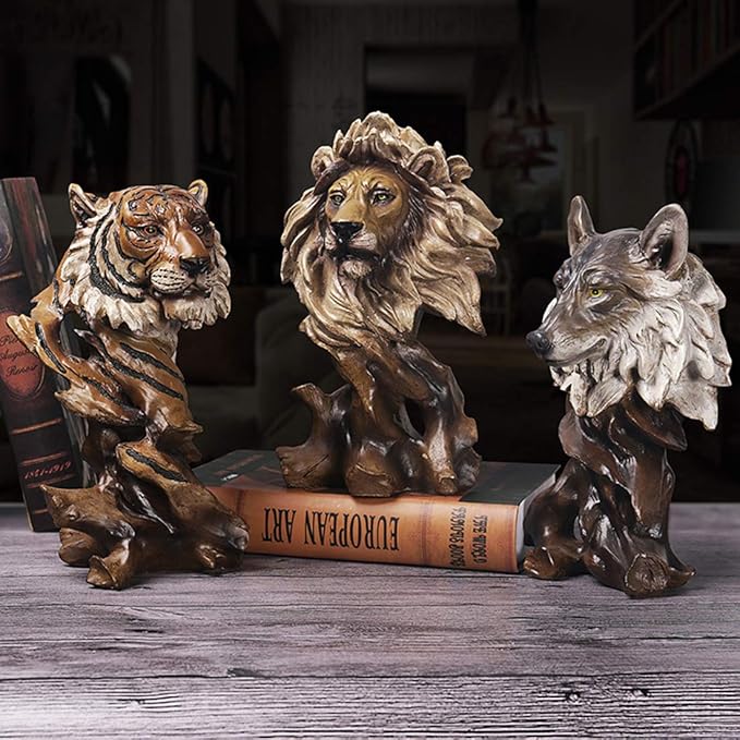 FUNSXBUG 10.8 Inch Resin Tiger Statue Sculpture Animal Collectible Figurine Gift Idea Home Desktop Decoration