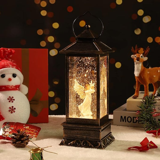Christmas Decorations, Vintage Christmas Angel Pigeon Snowball Lights, Sparkling Led Lights with Music and Water Flow, USB/Battery Powered, Home Decor Gifts