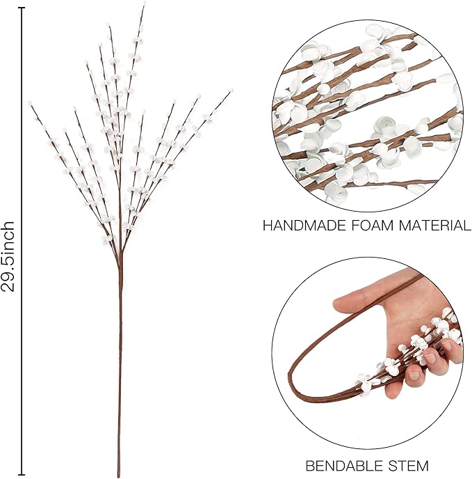 Sggvecsy 10 Pcs 29.5’’ Long Artificial Jasmine Flowers Tall Fake Flower Bouquet Faux Jasmine Plants Dry Branches for Wedding Home Party Office Hotel Restaurant Kitchen Decoration(White)