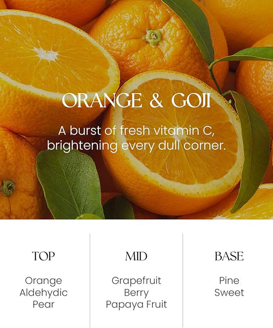 M&SENSE Orange Goji Reed Diffuser Set - 8.79fl oz Home Fragrance Non-Toxic Essential Oil Diffuser with Sticks, Air Freshner Gifts for Family Friends with Long Lasting Fragrance