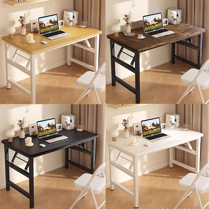 39.4 Inch Foldable Desks for Small Spaces,Foldable Desk No Assembly,Small Table for Bedroom,Rustic Brown.